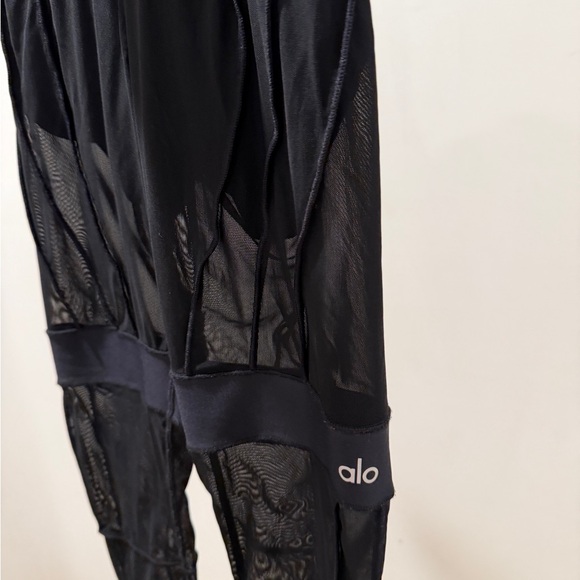 ALO Elegant Black Mesh Leggings - Picture 2 of 3